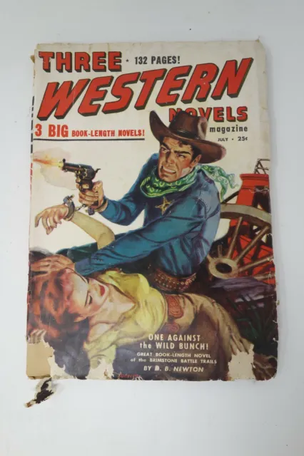 Three Western Novels Magazine July 1949 Vintage Pulp Magazine