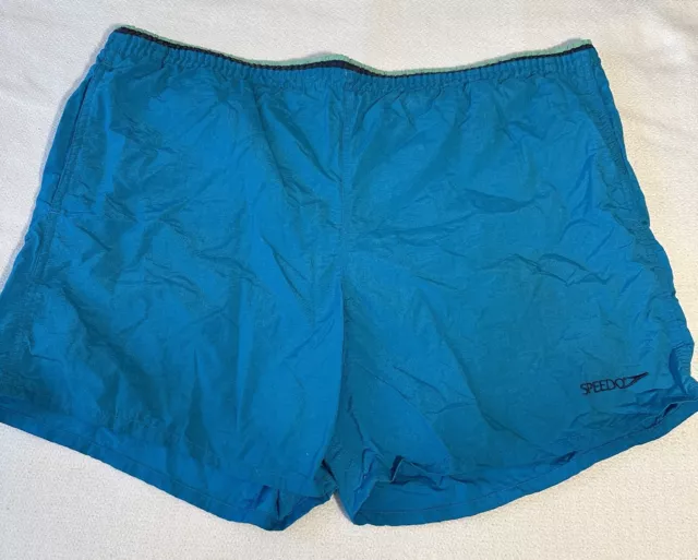 Vintage SPEEDO Mens Swim Trunks Lined Size XL Blue 80s