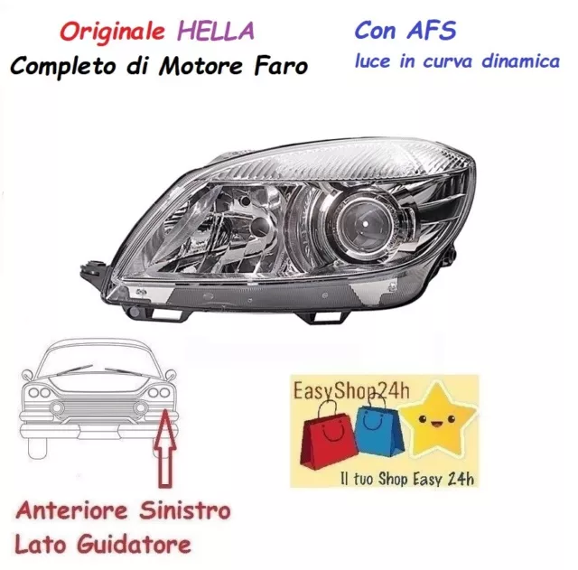 Faro Fanale Proiettore Anteriore Sx Per Skoda Fabia 2010 Roomster H7 H7 Afs Din