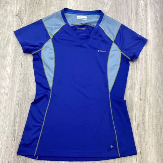 Columbia Omni Freeze Womens Pullover Top Shirt Blue Stretch Short Sleeve S