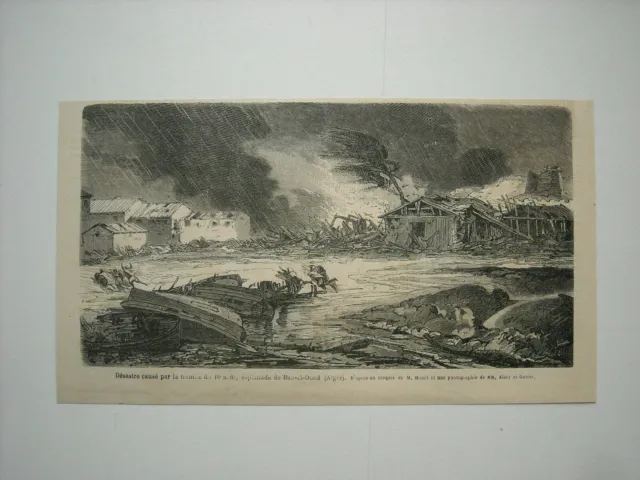 Gravure 1862. Alger. Desastre Cause Par Trombe 10 Aout, Esplanade De Bad-El-Oued