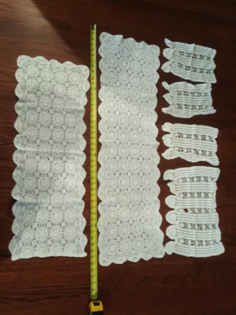 LOT: 6 Antique Lace Doily Coaster Irish, Bobbin, Maltese, Pina, Table Runner