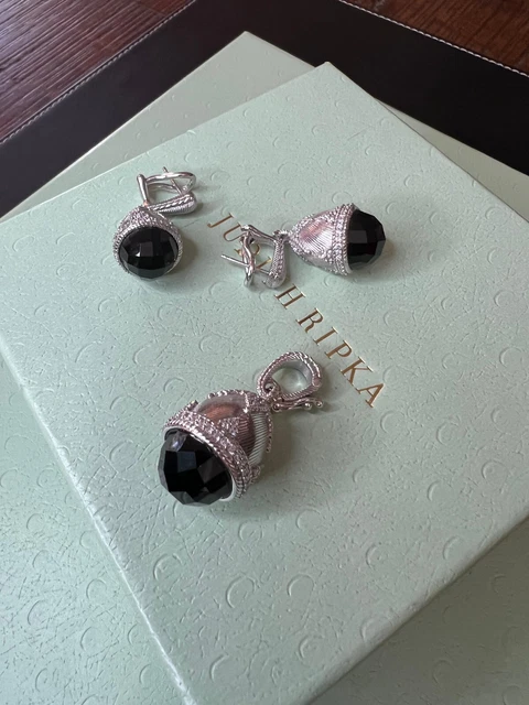 Judith Ripka Onyx Pendant and Earrings