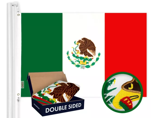 G128 – Mexico (Mexican) Flag | 3x5 feet | Double Sided Embroidered 210D