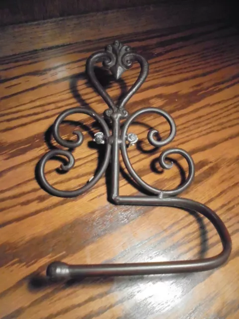 Wrought Iron Kitchen Bath Towel Holder Ornate Hanger Scroll Wall Mount Decor  83