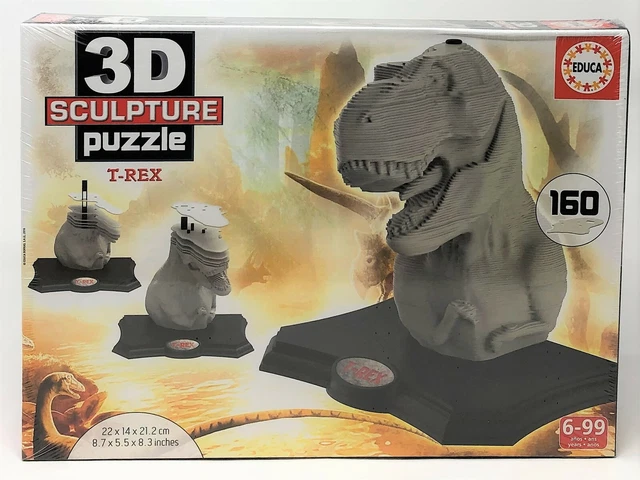 T-REX DINOSAUR 3D Sculpture Wood Puzzle 160pc Tyrannosaurus TRex Rex ...