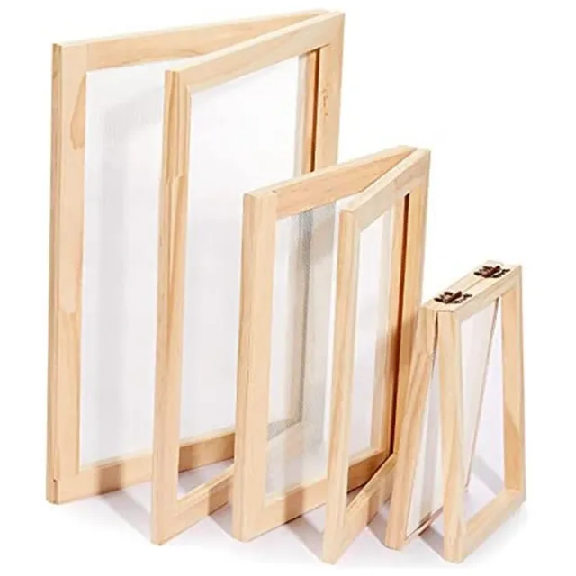 Juego de moldes de papel de madera de 3 piezas de papel 3 marcos de tamaño para hágalo usted mismo mano de papel N9E9