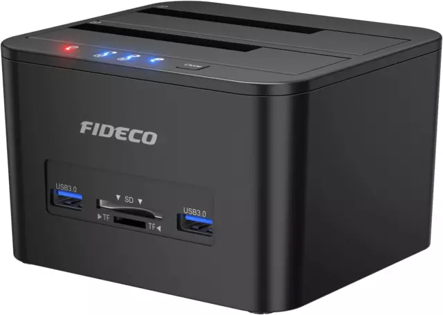 FIDECO Festplatten Dockingstation, USB 3.0 Dualschacht Festplatten Docking Stati