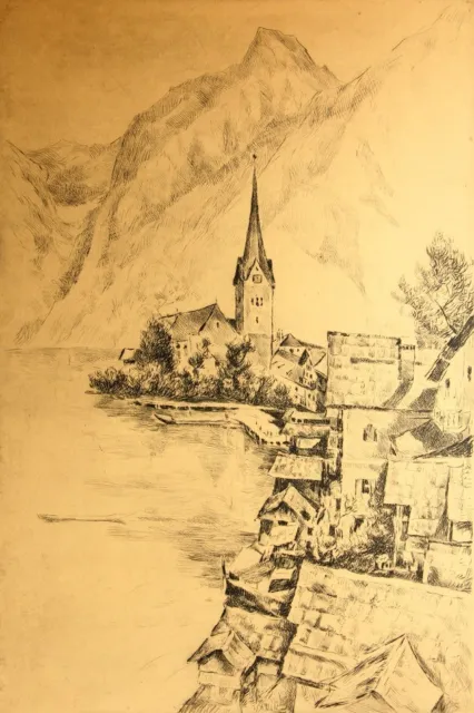 J. DECKER (*1880), Hallstatt am Hallstätter See, Rad. Romantik Architektur