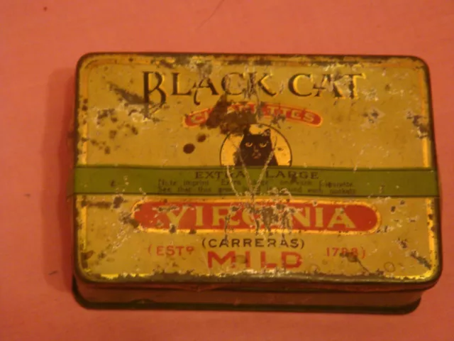 VINTAGE BLACK CAT MILD VIRGINIA CIGARETTE TIN by CARRERAS.