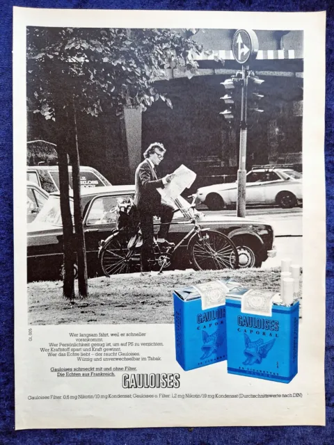 Gauloises Zigaretten, originale Werbung aus 1980   mit PKW