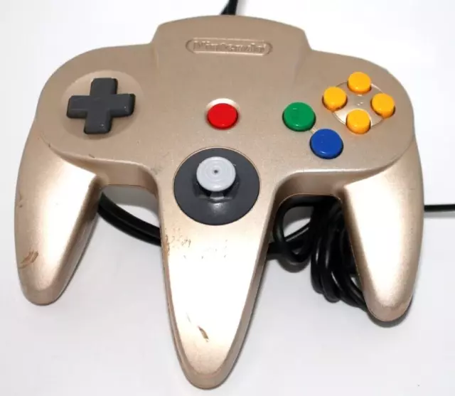 Genuine Nintendo 64 Controller (Gold) - GOOD Joystick - Tested - N64