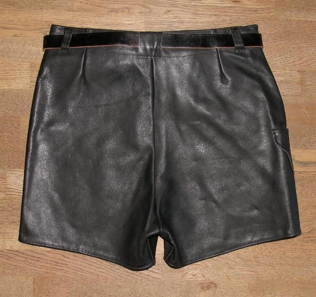 Corti Bambini- Trachten- Pantaloni IN Pelle Cuoio Liscio Nero Circa Tgl 140 2