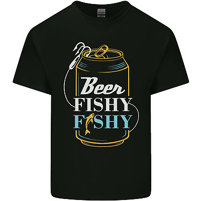 Fishing Beer Here Fishy Fisherman Funny Mens Cotton T-Shirt Tee Top