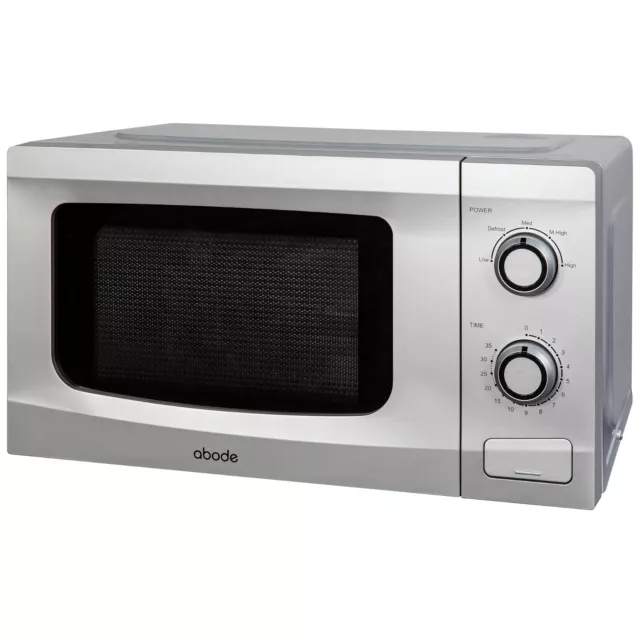 Abode Silver Microwave 700W 20L Manual with 5 Power Levels & Defrost, AMM2001S