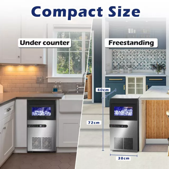 Commercial Ice Maker 45KG/24H Under Counter Ice Cube Maker Machine Self Clean 2