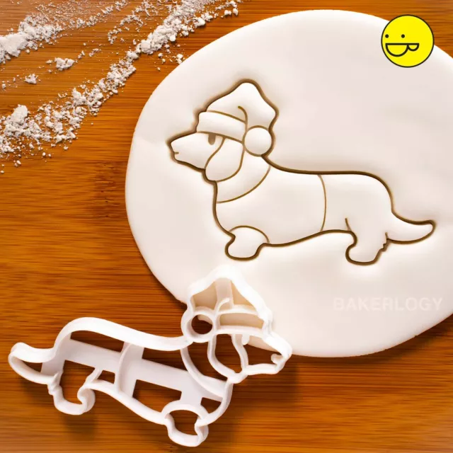 Christmas Dachshund cookie cutter santa hat sausage dog wiener Dackel cute