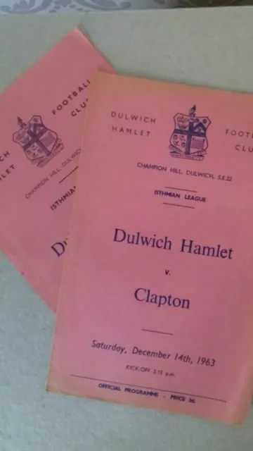 63/4 Dulwich Hamlet V Clapton (Non League Football Programme)