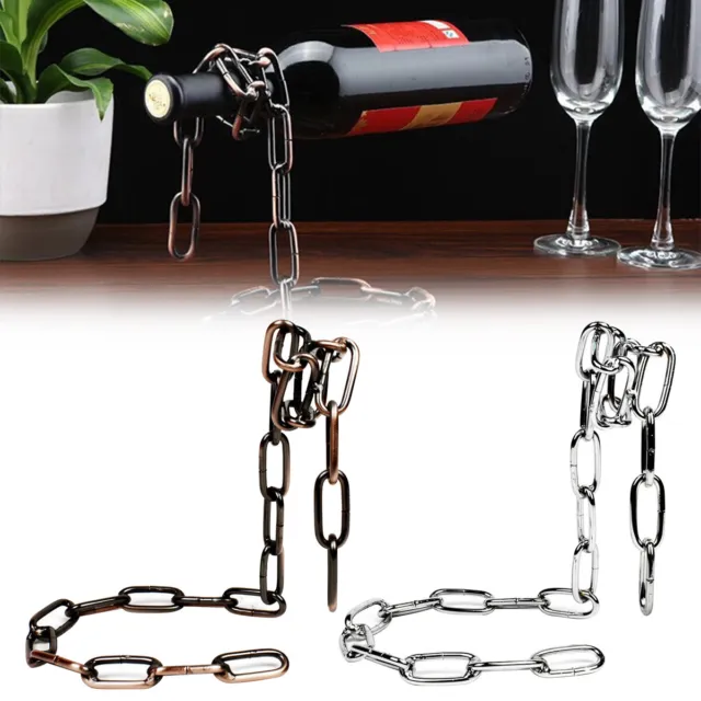 Floating Steel Link Chain Wine Bottle Rack Holder Creative Personalised Fashion