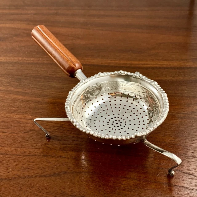 Large Sterling Silver Footed Tea Strainer W/ Repairs - No Monogram