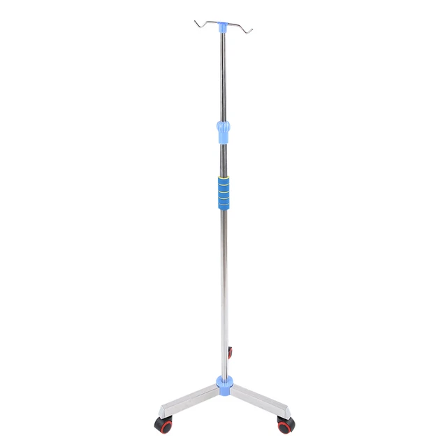 Adjustable IV Pole Stainless Steel IV Drip Stand Infusion Holder With 2 Hook Hbh