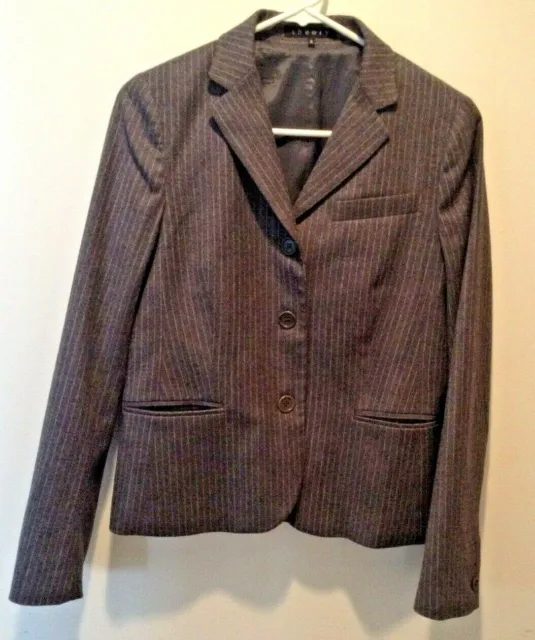 Theory Womens Size 8 Gray Wool Jacket THREE Button Lined Blazer