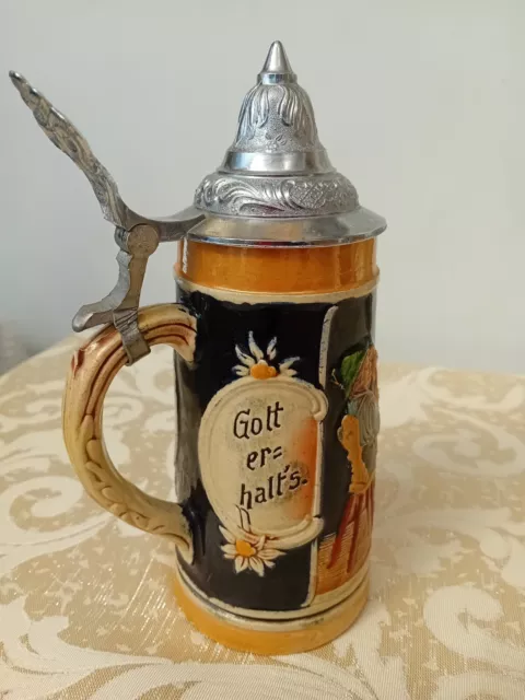 German Beer Stein With Lid.