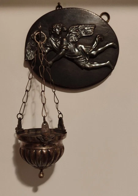 Antica Acquasantiera In Argento 889 a Sospensione Stato Pontificio 1814-1870