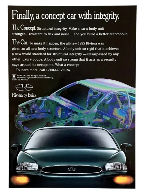 1995 BUICK RIVIERA Finally a Concept Car With Integrity Vintage PRINT AD