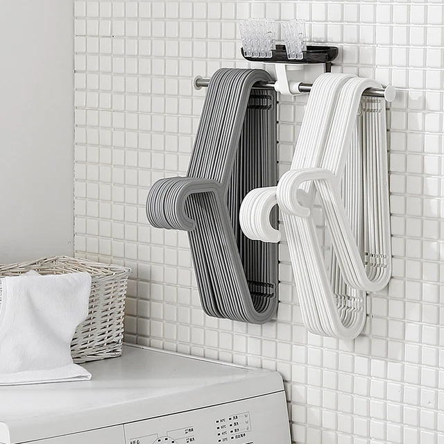 Portaappendiabiti senza pugni resistente all'usura bagno vestiti solidi appendiabiti nero