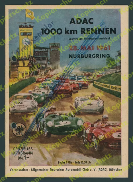 orig. Rennprogramm ADAC 1000 km Nürburgring Porsche Maserati Trips Ferrari 1961