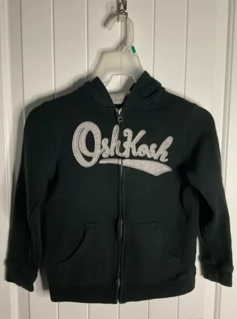 Oshkosh B'Gosh Boys Zip Hoodie Sz 8 Navy and Gray Embroidered