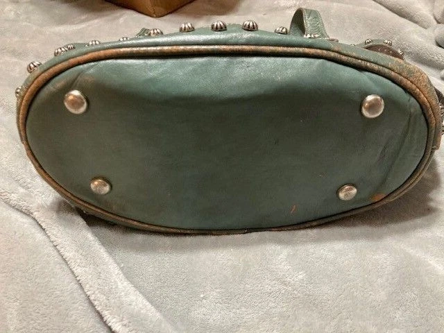 American West Ladies Leather Sage, Brown & Silver Pocketbook with Crosses 5