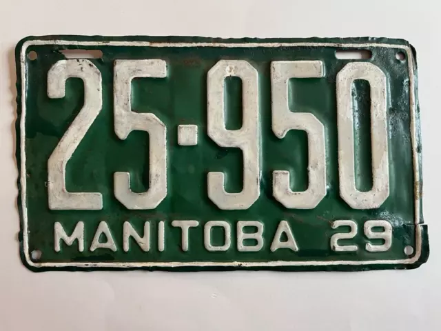 1929 Manitoba License Plate Touched up, and small repairs, Nice Wall Hanger