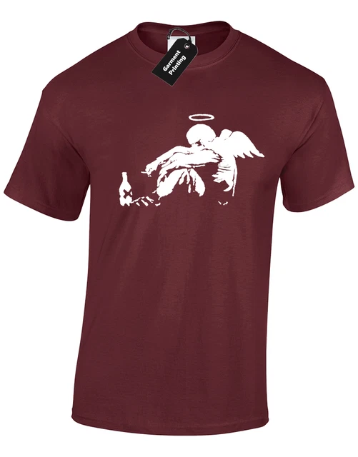 T-Shirt Da Uomo Banksy Drunken Angel Urban Graffiti Street Art Illuminati S - 5Xl
