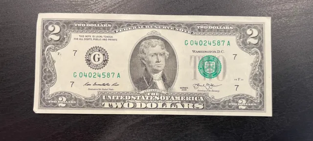 Collectible 2013 Series $2 Two Dollar Bill  (C)