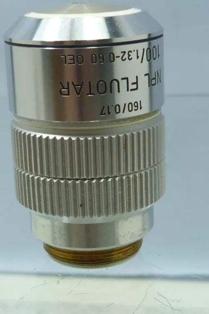 Leitz Wetlar Microscope Objective; Npl Fluotar 100, 1.32 - 0.60 Oel, 160/0.17