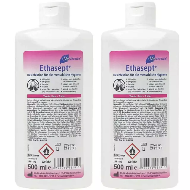 2x Ethasept Hand-Desinfektionsmittel Meditrade (2x500ml)