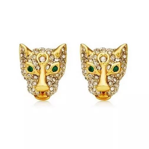 NWOT JUICY COUTURE PAVE Leopard Stud Earrings Gold Tone