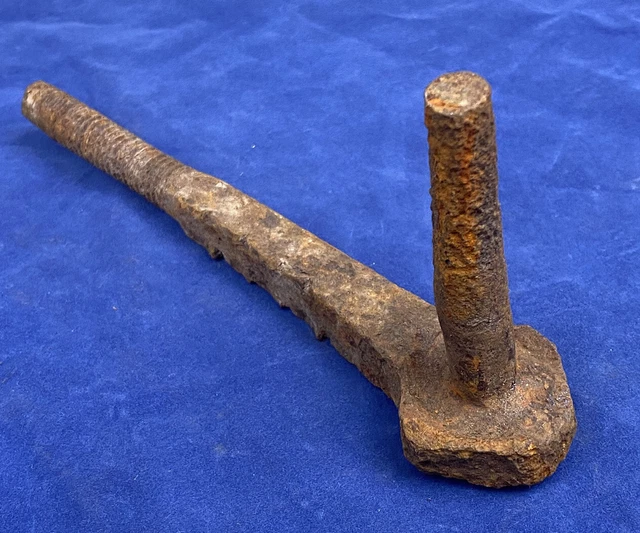 Antique Iron Pintle, Strap Hinge Hardware Part, Hand Forged Barn Hardware