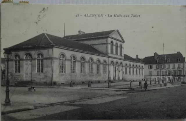 ALENCON 61 cpa la Halle aux Toiles Bon Etat 1924