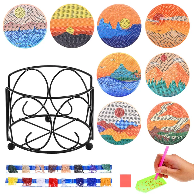 8 Pcs Bohemian Round Colorful Table Coasters DIY Coasters Cup Coasters for Kids