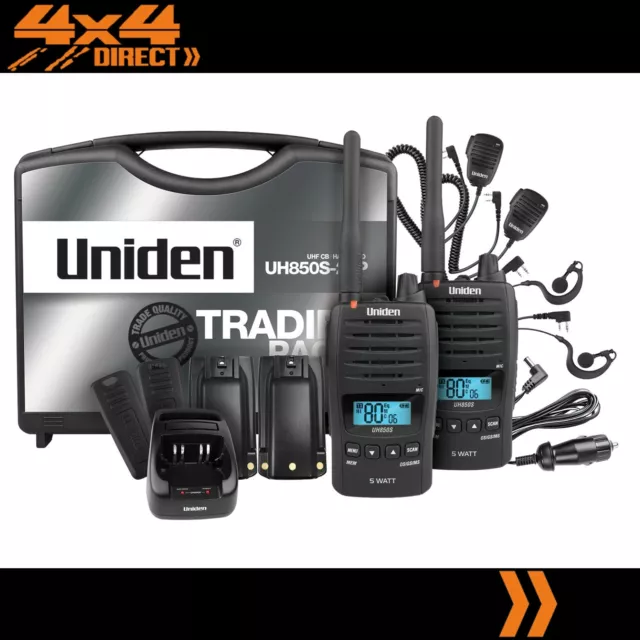 Uniden 5W Uhf Handheld Cb Radio Waterproof Tradies Twin Pack Uh850S-2Tp