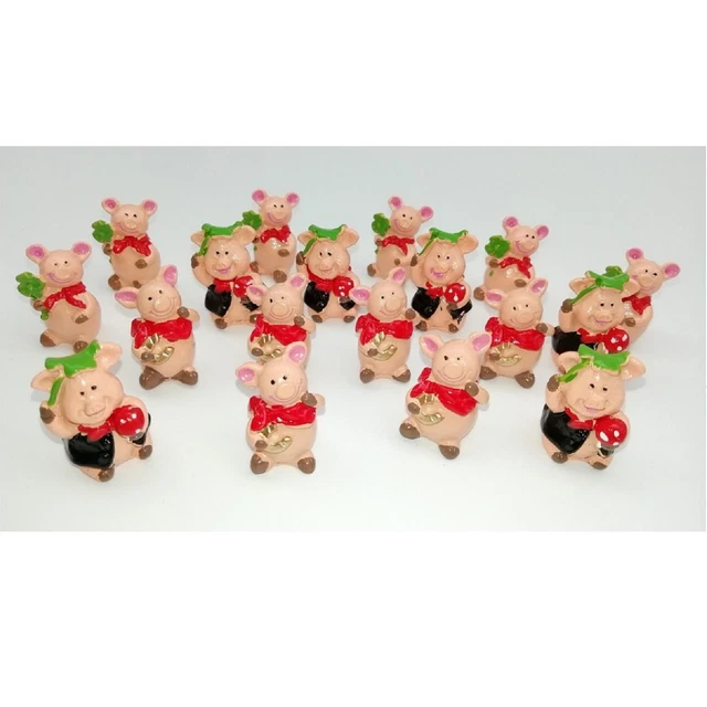 Mini Glücksschweinchen Aus Harz – Handbemalt, Lustige Figur Mit Rotwein, 9x8,2x4,5 Cm