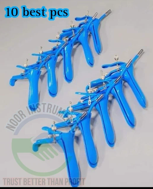 10 pcs LLetz Leep Graves Vaginal Speculum blue coated  Set Medium, Large