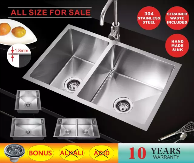 Stainless Steel Kitchen Sink Bowl Top Mount Laundry Handmade Single Double