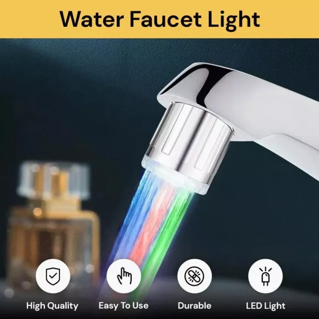 Water Glow Shower Color Changing Temperature Sensor LED Tap Faucet Light Nozzle