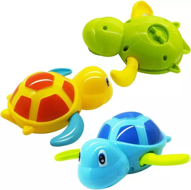 3Pcs Kids Baby Child Wind Up-Swimming Pool Bath Time Toy Animal Floating Turtle 2
