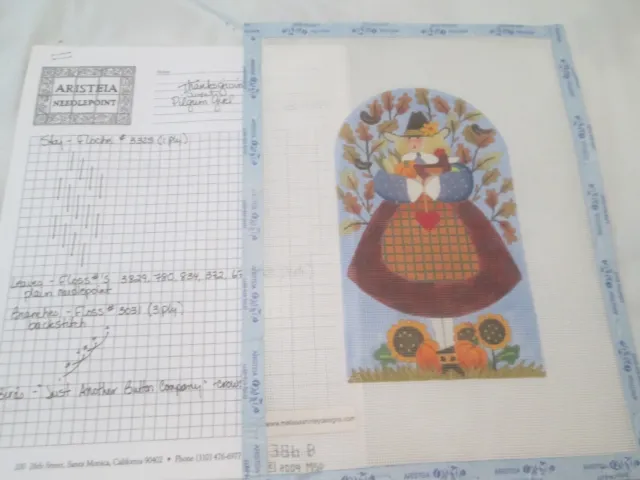 Pilgrim Girl-Melissa Shirley-Handpainted Needlepoint Canvas-Stitch Guide