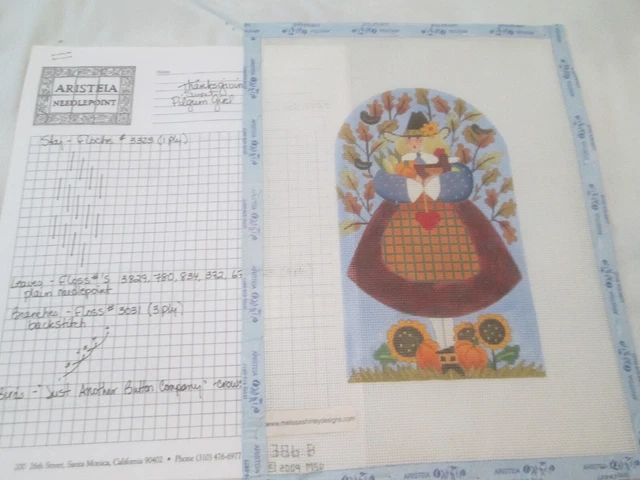 Pilgrim Girl-Melissa Shirley-Handpainted Needlepoint Canvas-Stitch Guide
